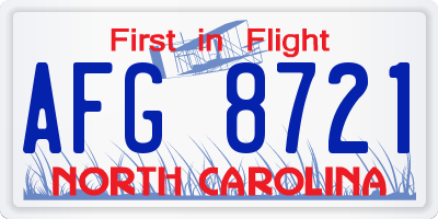 NC license plate AFG8721