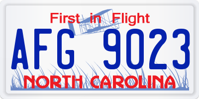 NC license plate AFG9023