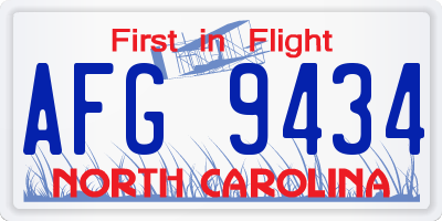 NC license plate AFG9434