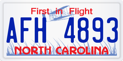 NC license plate AFH4893