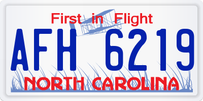 NC license plate AFH6219