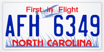 NC license plate AFH6349