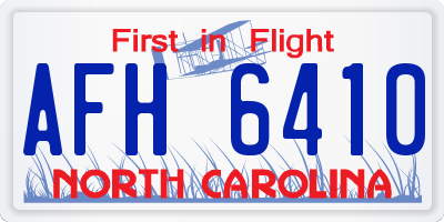 NC license plate AFH6410