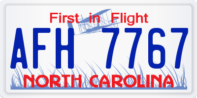 NC license plate AFH7767