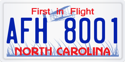 NC license plate AFH8001