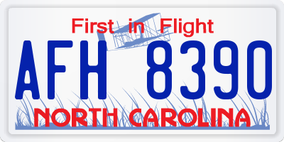 NC license plate AFH8390