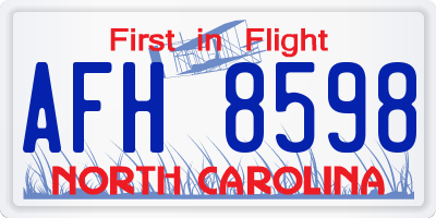 NC license plate AFH8598