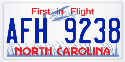 NC license plate AFH9238
