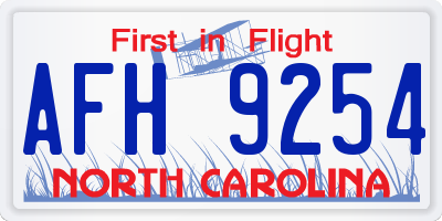 NC license plate AFH9254