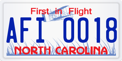 NC license plate AFI0018