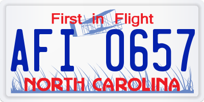NC license plate AFI0657