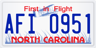 NC license plate AFI0951