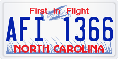 NC license plate AFI1366