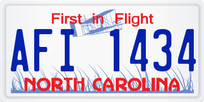 NC license plate AFI1434