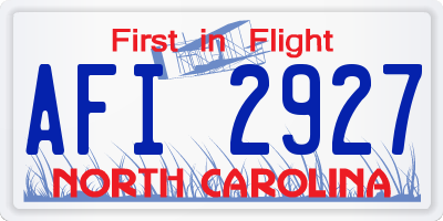 NC license plate AFI2927