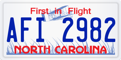 NC license plate AFI2982
