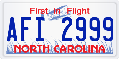 NC license plate AFI2999