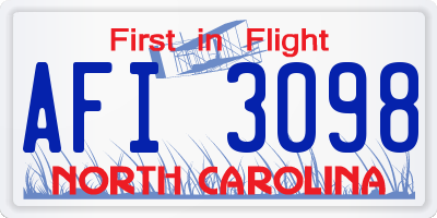 NC license plate AFI3098