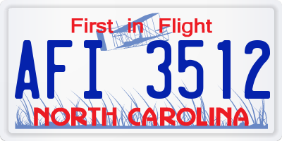 NC license plate AFI3512