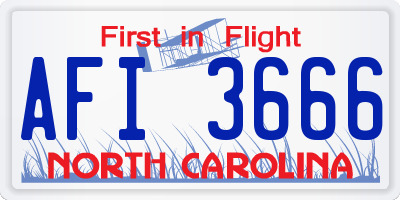 NC license plate AFI3666