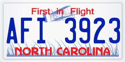 NC license plate AFI3923