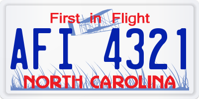 NC license plate AFI4321