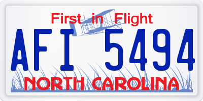 NC license plate AFI5494
