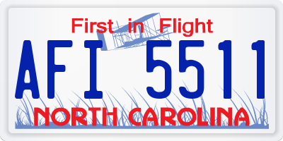 NC license plate AFI5511