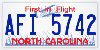 NC license plate AFI5742