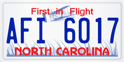 NC license plate AFI6017