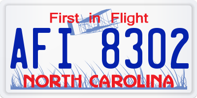 NC license plate AFI8302