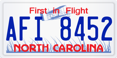 NC license plate AFI8452