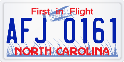 NC license plate AFJ0161