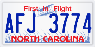 NC license plate AFJ3774