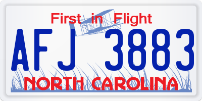 NC license plate AFJ3883