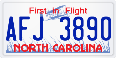 NC license plate AFJ3890