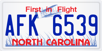 NC license plate AFK6539