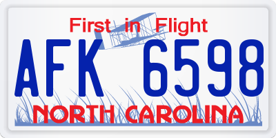 NC license plate AFK6598