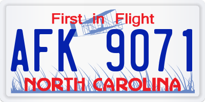 NC license plate AFK9071