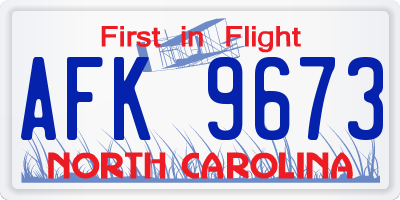 NC license plate AFK9673