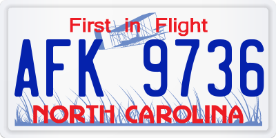 NC license plate AFK9736