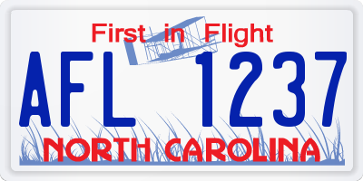 NC license plate AFL1237