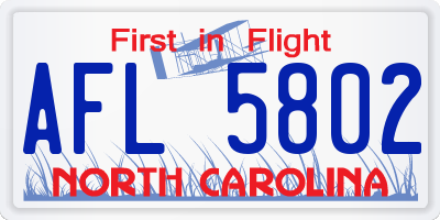 NC license plate AFL5802