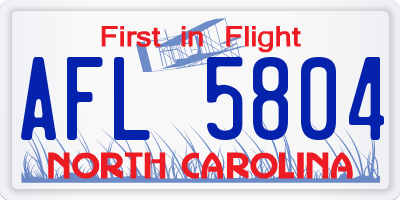 NC license plate AFL5804