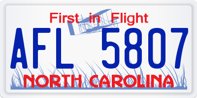 NC license plate AFL5807