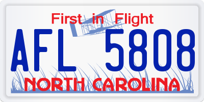 NC license plate AFL5808