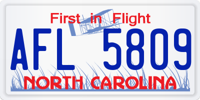 NC license plate AFL5809