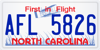 NC license plate AFL5826