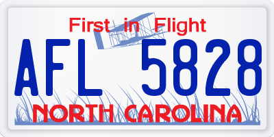 NC license plate AFL5828