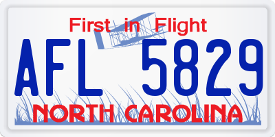 NC license plate AFL5829